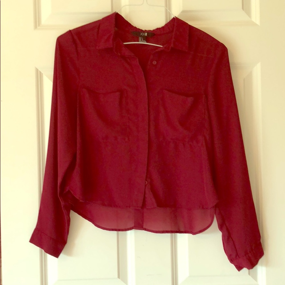 Forever 21 Cropped Button-Down Top